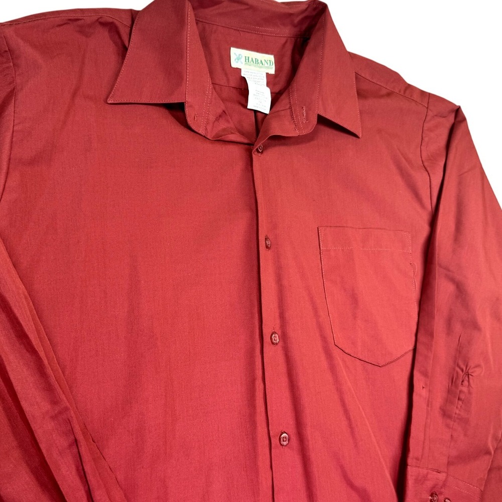 Vintage Haband Dress Shirt Men M‎ Office Work Button Up Long Sleeve 16.5 Red